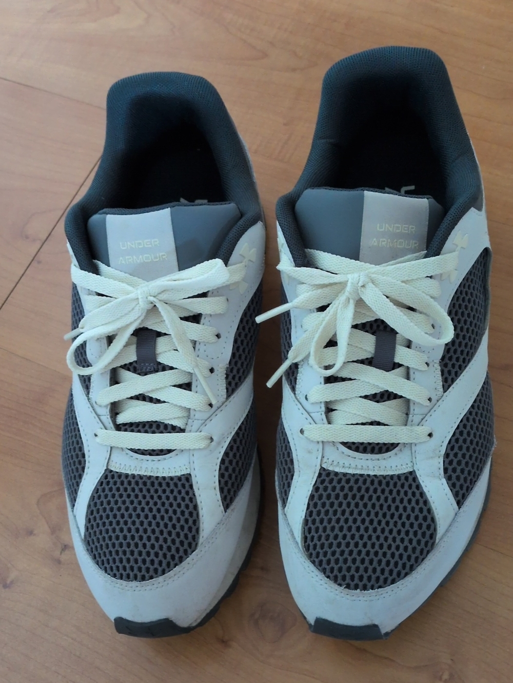 Under Armour Men's Gray and White Athletic Sneakers with Breathable Mesh